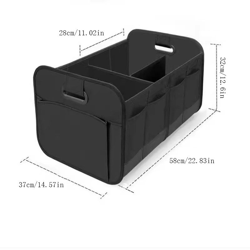 Black 3-in-1 Foldable Storage Organizer: Portable, Expandable, with Removable Dividers & 12 Extra Pockets – Your All-in-One Storage Solution