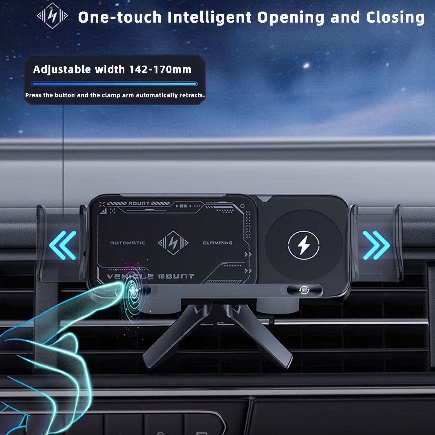 Smart Dual-Mode Rotating Stand: Foldable Design, Wireless Fast Charging, Anti-Shake, One-Touch Auto Rotation for Home, Office & Travel Use