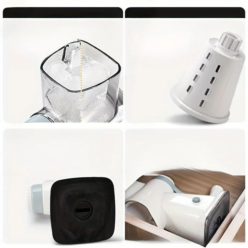 Three-Step Hand-Crank Ice Crusher｜Transparent Ice Box for Visible Operation, Anti-Slip Effort-Saving Design, 23.5cm Compact Body for Ice Making Anywhere