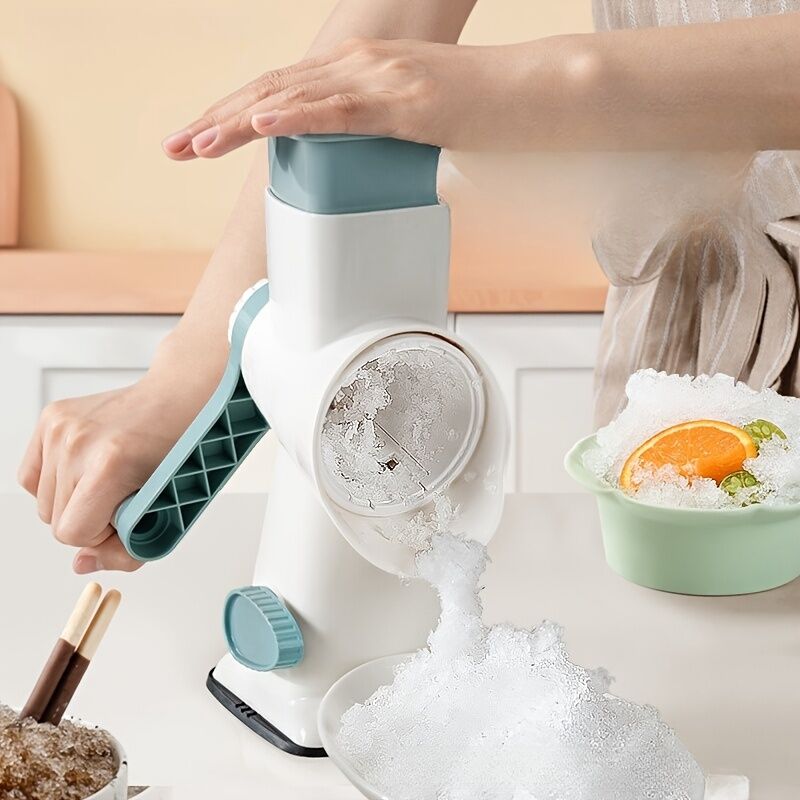 Three-Step Hand-Crank Ice Crusher｜Transparent Ice Box for Visible Operation, Anti-Slip Effort-Saving Design, 23.5cm Compact Body for Ice Making Anywhere