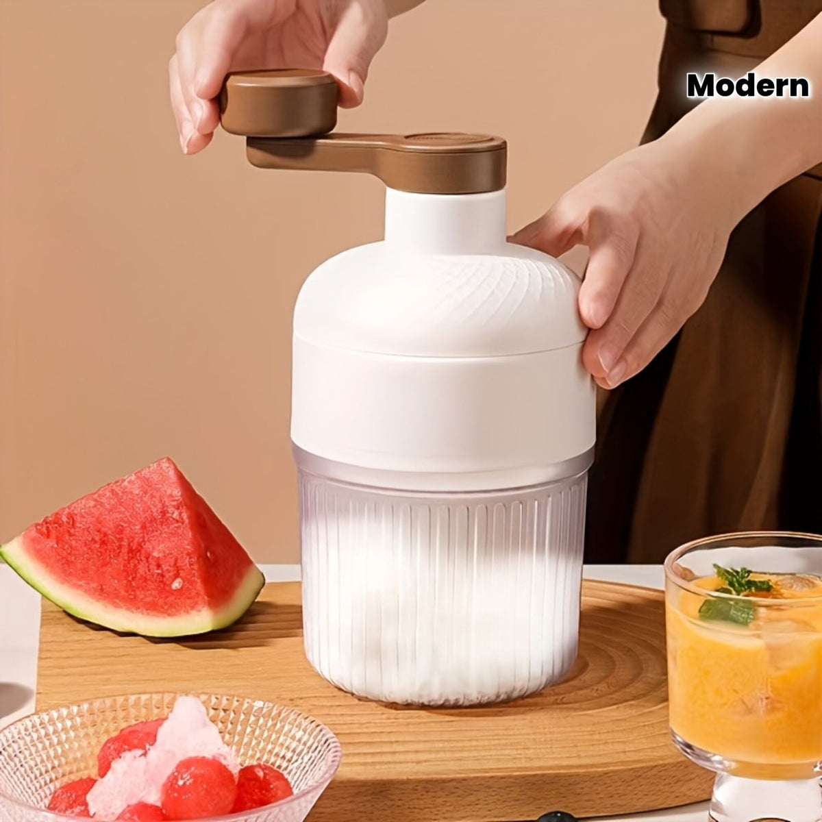 Hand-Crank Ice Maker in 10 Seconds｜Anti-Slip Handle + Transparent Large Ice Box, Unlock Colorful Summer Smoothies & Shaved Ice