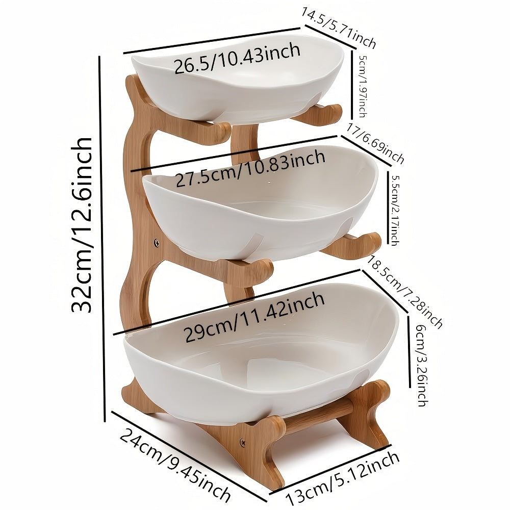 White**Nordic-Style Three-Tier Extendable Fruit Tray | Creative Living Room Snack Stand, Adjustable Height, Anti-Slip Expandable Display Tray**