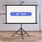 60in Portable and mobile projection screen with tripod stand, 16:9 HD format, suitable for home theater and indoor wall mounting. Made of polyester fabric, easy to set up and use. Ideal for office presentations and home entertainment, ready to use right o