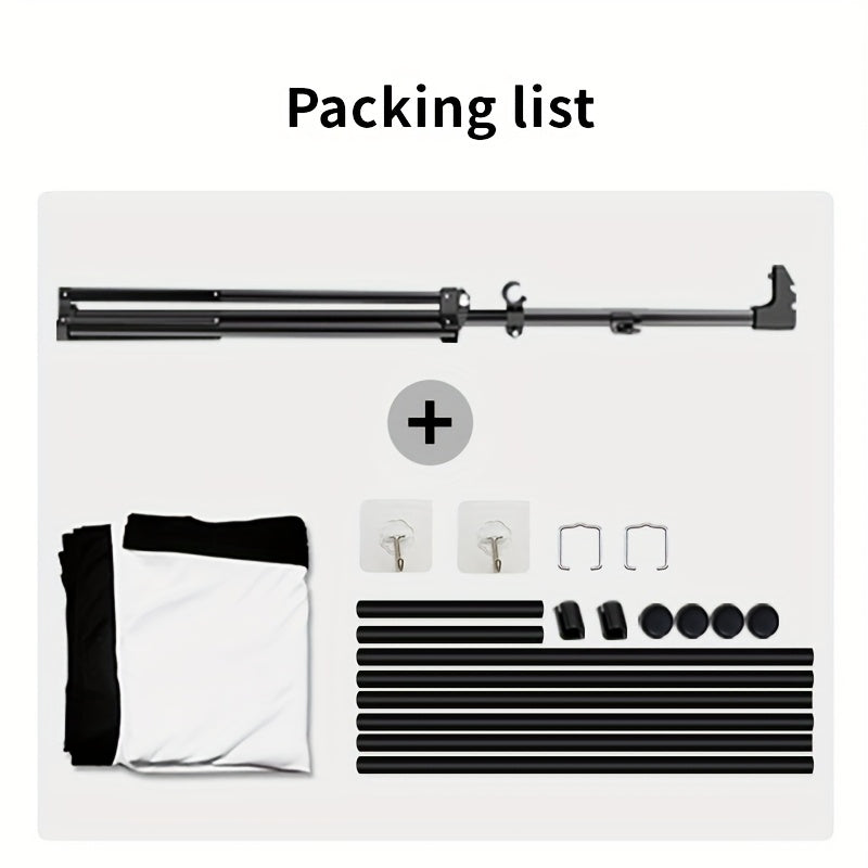 100in Portable and mobile projection screen with tripod stand, 16:9 HD format, suitable for home theater and indoor wall mounting. Made of polyester fabric, easy to set up and use. Ideal for office presentations and home entertainment, ready to use right