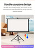 100in Portable and mobile projection screen with tripod stand, 16:9 HD format, suitable for home theater and indoor wall mounting. Made of polyester fabric, easy to set up and use. Ideal for office presentations and home entertainment, ready to use right
