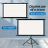 120in Portable and mobile projection screen with tripod stand, 16:9 HD format, suitable for home theater and indoor wall mounting. Made of polyester fabric, easy to set up and use. Ideal for office presentations and home entertainment, ready to use right