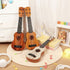 Acacia wood 17-inch Playable Ukulele Mini Guitar, lightweight and portable. Features comfortable nylon strings, includes a pick, and has open-style tuning pegs for precise tuning. Suitable for beginners and music enthusiasts, a popular gift choice for hol