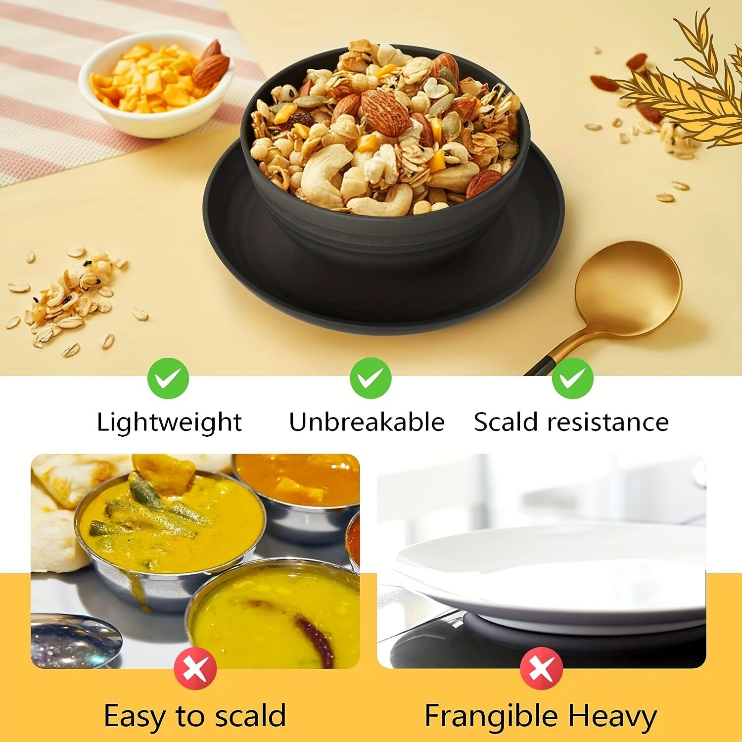 Eco-Friendly Wheat Straw Dinnerware: Stackable Design with Natural Texture, Illuminating the Sustainable Aesthetics of Every Meal