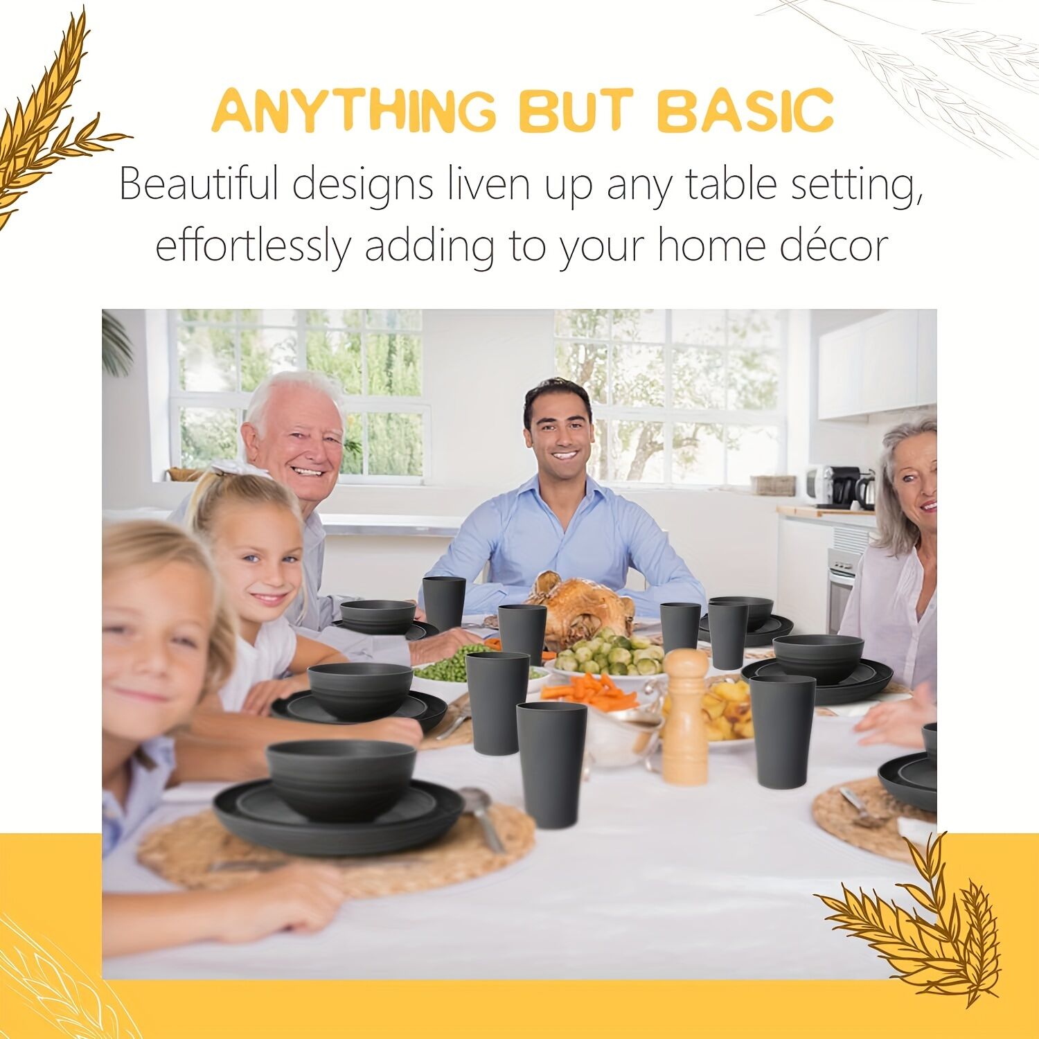 Eco-Friendly Wheat Straw Dinnerware: Stackable Design with Natural Texture, Illuminating the Sustainable Aesthetics of Every Meal