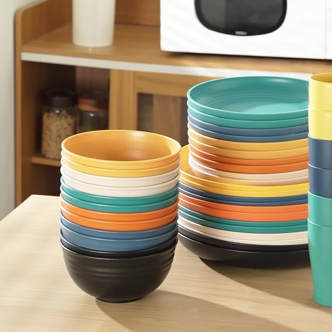 Eco-Friendly Wheat Straw Dinnerware: Stackable Design with Natural Texture, Illuminating the Sustainable Aesthetics of Every Meal