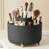 360° Rotating Multi-Compartment Makeup Brush Holder: Luxurious Vertical Texture with Golden Feet Design, Scientifically Organized Storage, One Cylinder to Tidy Your Vanity Table.(Black)