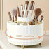 360° Rotating Multi-Compartment Makeup Brush Holder: Luxurious Vertical Texture with Golden Feet Design, Scientifically Organized Storage, One Cylinder to Tidy Your Vanity Table.(Black)