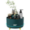360° Rotating Multi-Compartment Makeup Brush Holder: Luxurious Vertical Texture with Golden Feet Design, Scientifically Organized Storage, One Cylinder to Tidy Your Vanity Table.(Green)