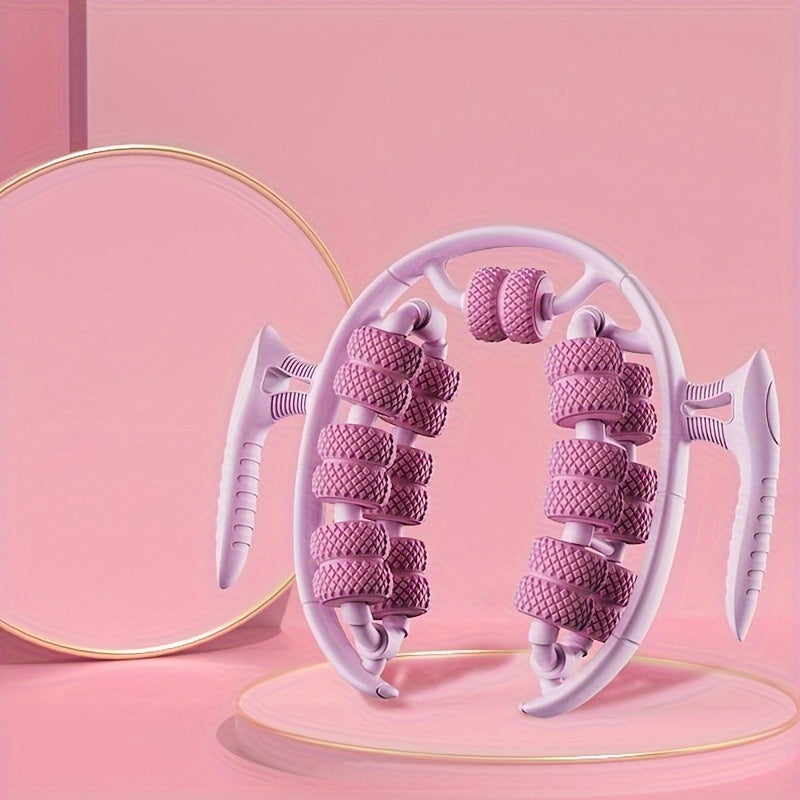 Pink 3D Water-Drop & 26-Wheel Yoga Massage Roller: Deep Muscle Relaxation and Body Shaping in One Portable Tool