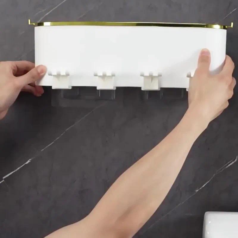 4-in-1 White( two persons) Wall-Mounted Toothbrush Holder | Toothbrush Storage/Toothpaste Dispenser/Storage Shelf/Anti-Mildew Drainage - Bathroom Organization Upgrade