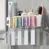4-in-1White(three people) Wall-Mounted Toothbrush Holder | Toothbrush Storage/Toothpaste Dispenser/Storage Shelf/Anti-Mildew Drainage - Bathroom Organization Upgrade