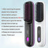 White Cordless Hair Straightener Brush: Dual 2000mAh batteries for long-lasting power, fast heating, creates smooth styles anytime, anywhere.