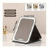 LED folding makeup mirror with light, portable travel beauty mirror with light, three-color adjustable light, touch screen, rechargeable
