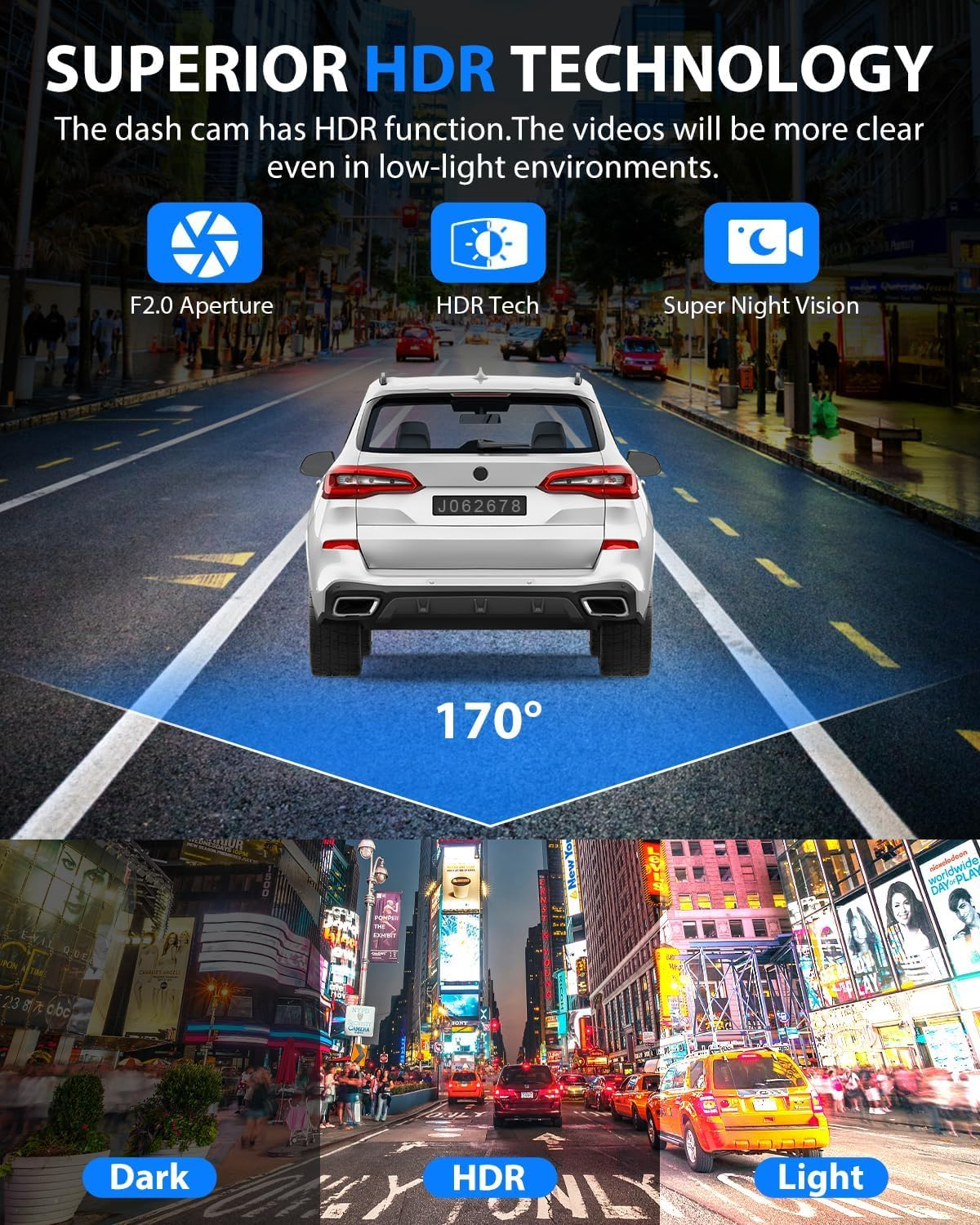 Three-camera dash cam C309, equipped with dual front cameras, an interior camera and a reversing camera - a dash cam for cars. Supports WIFI, loop recording, night vision, motion detection, parking monitoring - suitable for taxis, trucks, SUVs, sedans - c