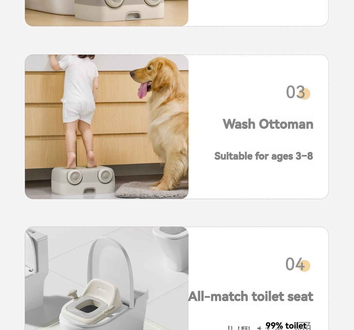 baby portable toilet, potty training, weaning off diapers, soft PU cushion, night-light, bathroom accessories, Australian market, toddler toilet seat - Monet Grey - Size Three