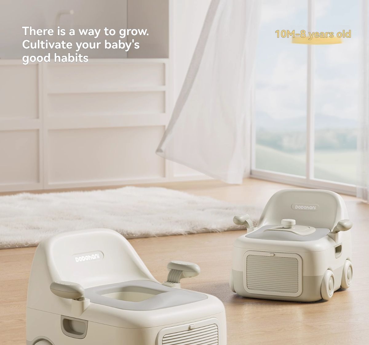 baby portable toilet, potty training, weaning off diapers, soft PU cushion, night-light, bathroom accessories, Australian market, toddler toilet seat - Monet Grey - Size Three