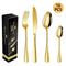 western cutlery set, steak knife and fork set, stainless steel cutlery, gift set for dining, 16-piece cutlery, Australian dining, steak knives Australia, premium cutlery set, gift for couples, housewarming gift - Gold - Size 16 -piece set