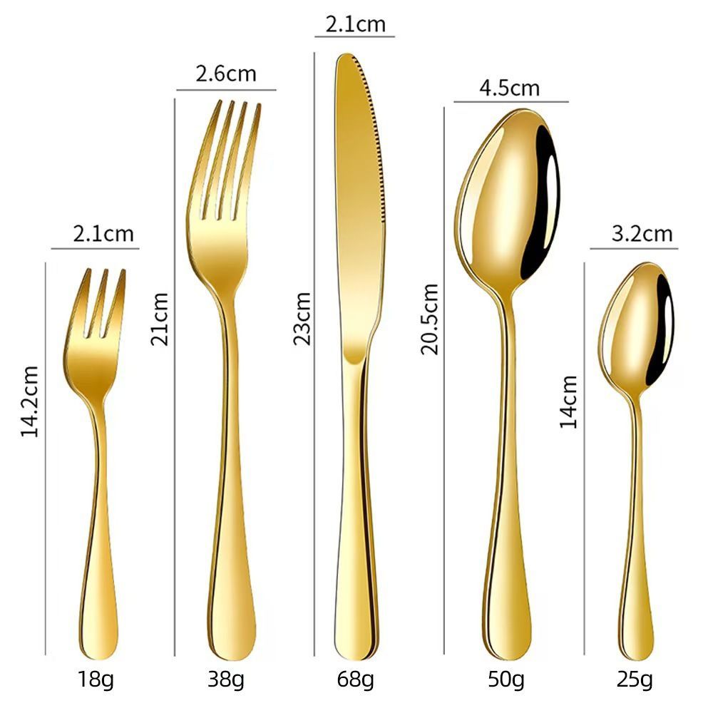 western cutlery set, steak knife and fork set, stainless steel cutlery, gift set for dining, 16-piece cutlery, Australian dining, steak knives Australia, premium cutlery set, gift for couples, housewarming gift - Gold - Size 16 -piece set