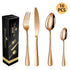 western cutlery set, steak knife and fork set, stainless steel cutlery, gift set for dining, 16-piece cutlery, Australian dining, steak knives Australia, premium cutlery set, gift for couples, housewarming gift - Gold - Size 16 -piece set