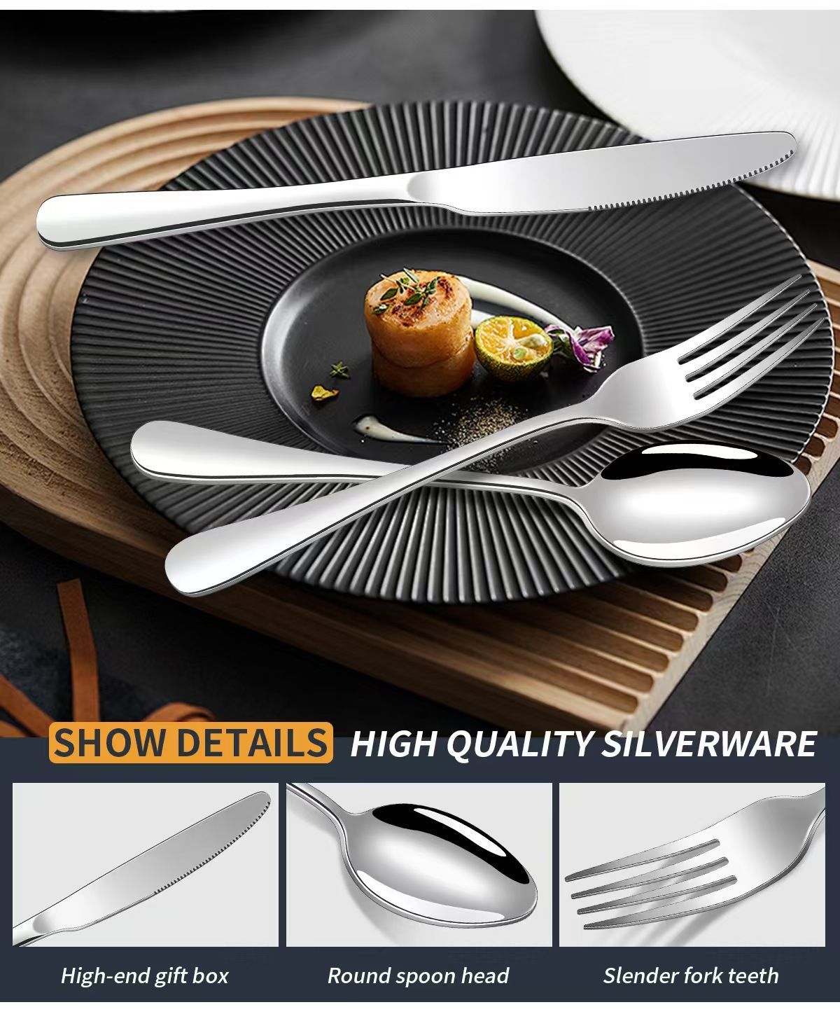 western cutlery set, steak knife and fork set, stainless steel cutlery, gift set for dining, 16-piece cutlery, Australian dining, steak knives Australia, premium cutlery set, gift for couples, housewarming gift - Gold - Size 16 -piece set