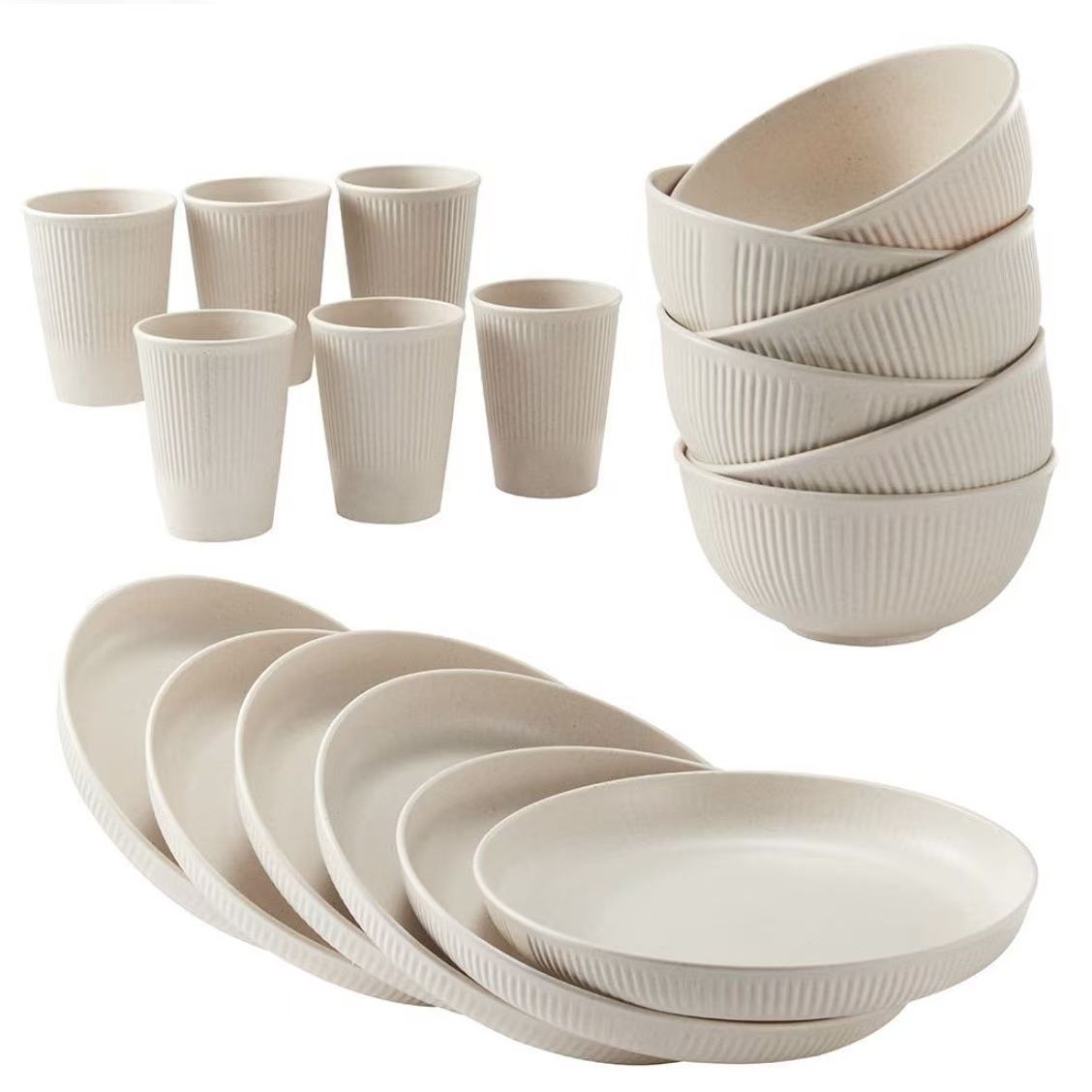 Wheat Straw Dinnerware Set Unbreakable Dinner Plates BPA-Free Dinnerware - Navy - Size 01