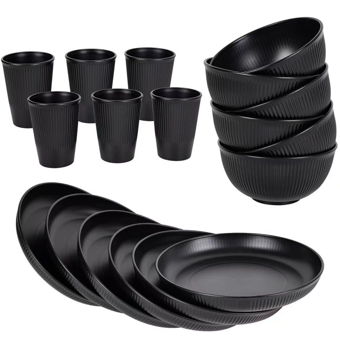 Wheat Straw Dinnerware Set Unbreakable Dinner Plates BPA-Free Dinnerware - Navy - Size 01