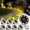 Solar Ground Spotlights 8 LED Rotating Disc Lights Stainless Steel Outdoor - Silver - Size Warm light