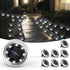 Solar Ground Spotlights 8 LED Rotating Disc Lights Stainless Steel Outdoor - Silver - Size Warm light