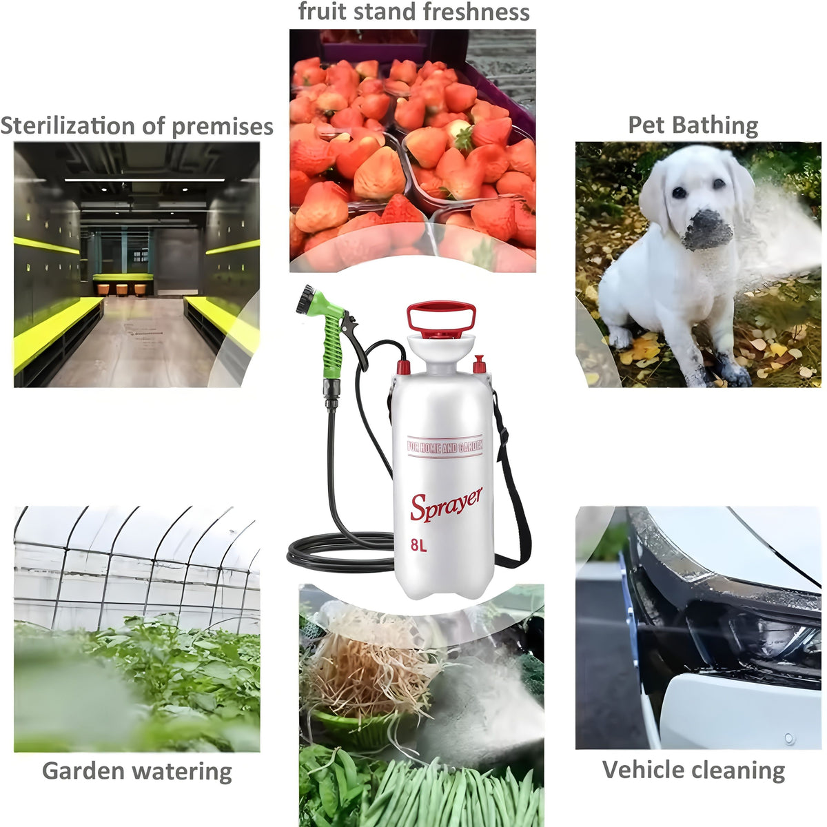 White Silver Gold portable camping shower, outdoor shower sprayer, 8L camping shower, high-quality camping gear, hand-pump shower, camping accessories, outdoor hygiene, travel shower, beach shower, hiking gear