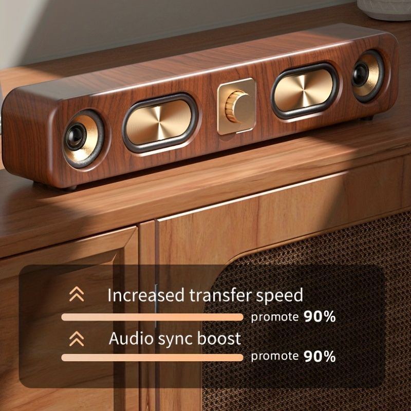 Wireless Speaker Portable Speaker Bluetooth Speaker Stereo Sound Subwoofer - Wood grain color - Size 01