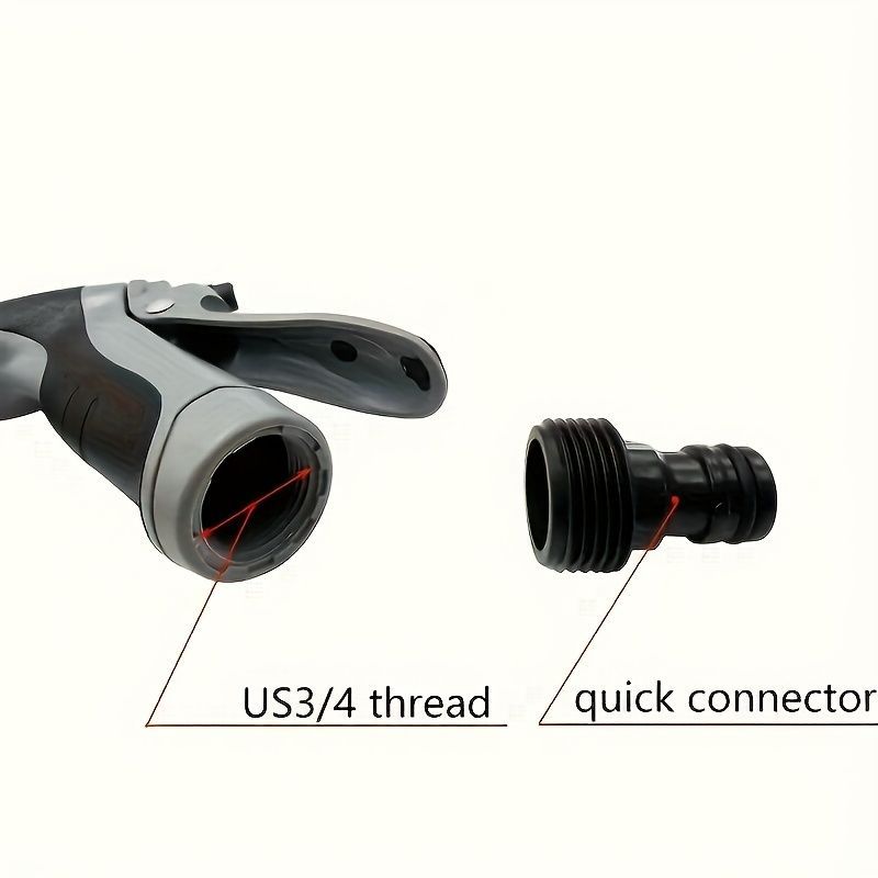 Portable High-Pressure Car Wash Water Gun 3/4-Inch Adapter 1/2-Inch Adapter - Black - Size 01