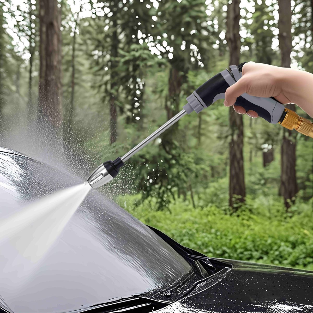 Portable High-Pressure Car Wash Water Gun 3/4-Inch Adapter 1/2-Inch Adapter - Black - Size 01