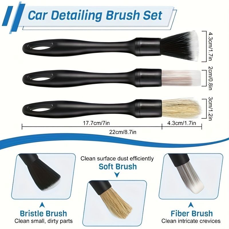 Car Detailing Brush Set Car Cleaning Kit Auto Detailing Supplies Car Interior - Black - Size 32 pieces