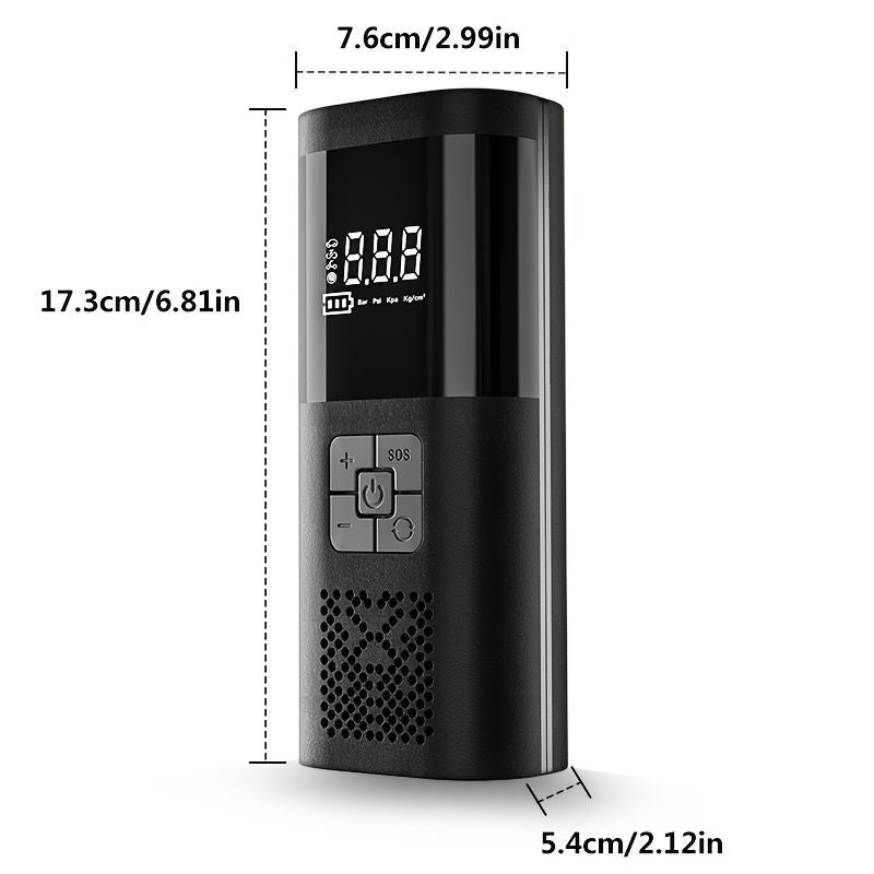 Black Portable Car Tire Inflator 150PSI Inflator Digital Tire Pressure Gauge LED