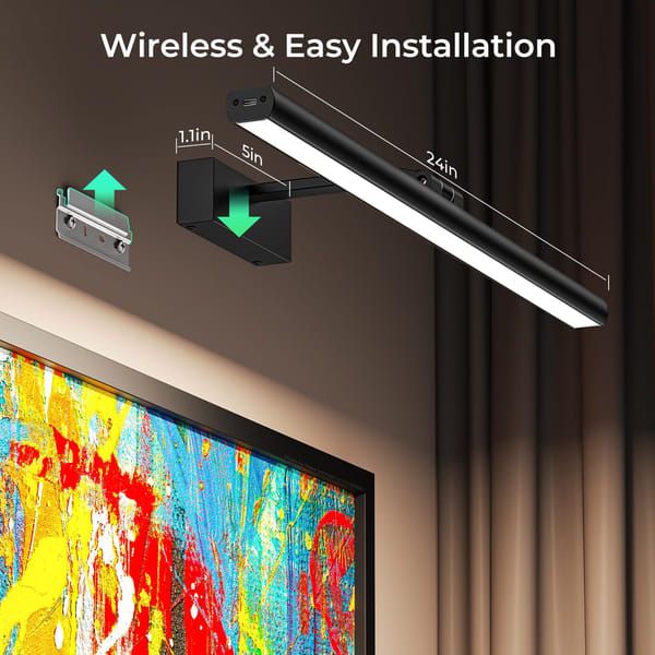 Modern LED Picture Light for Art Display, Sleek Black Finish
