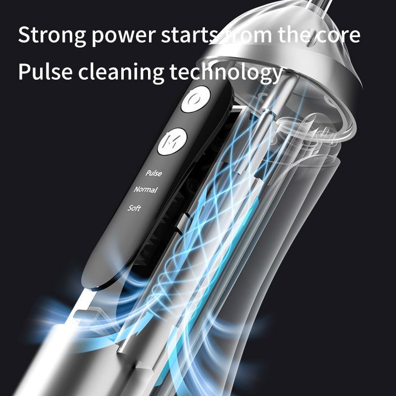 Black Cordless Water Flosser & Oral Irrigator - Portable Teeth Cleaner with 3 Modes & 4 Jet Tips