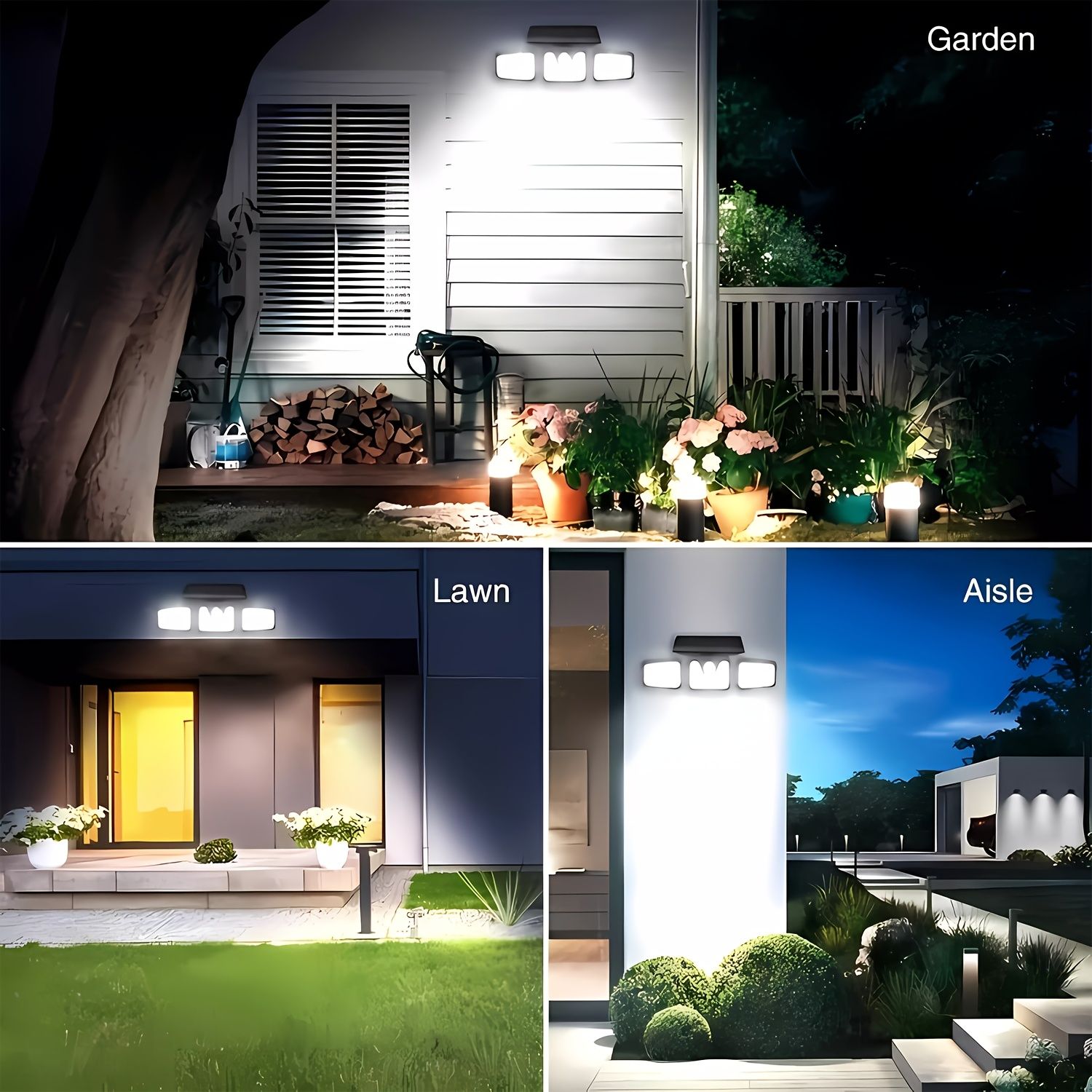 74 LED solar sensor lights with motion sensor, 3 brightness modes, outdoor wall lights, suitable for front door, courtyard, garage, terrace