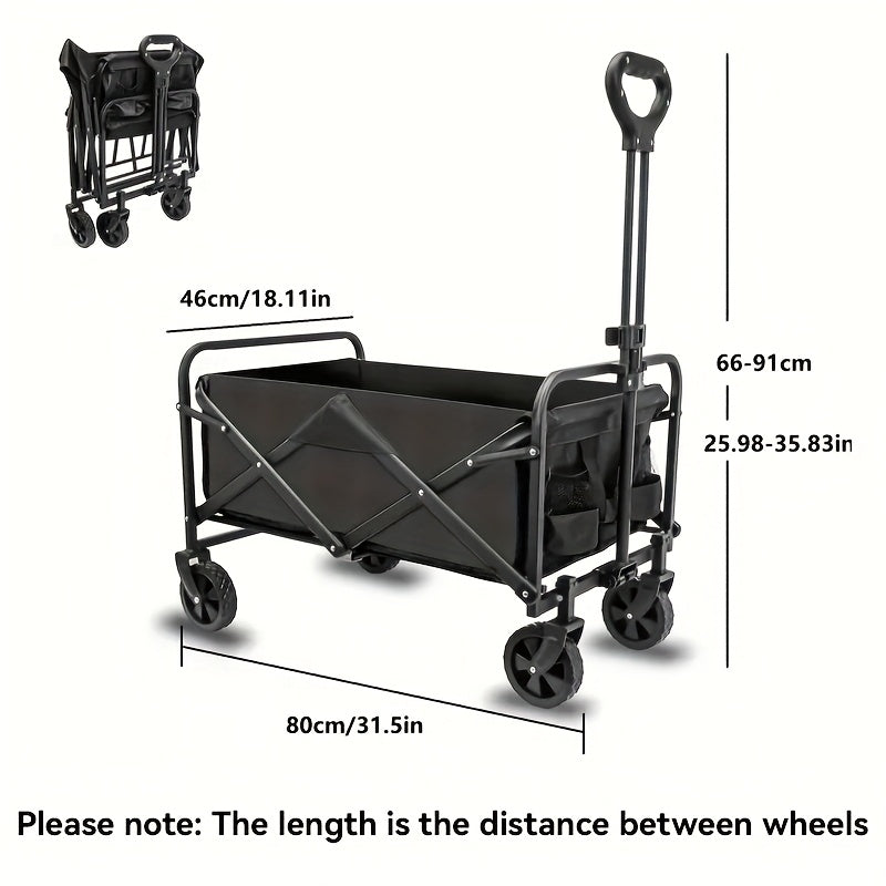 250KG Load Capacity 300L Large Capacity Heavy Duty Foldable Beach Car - All-Terrain Foldable Multi-Functional Handcart with Large Wheels, Side Pockets and Brakes - Durable Oxford Fabric and Stainless Steel Structure, Suitable for Camping, Garden, Sports a