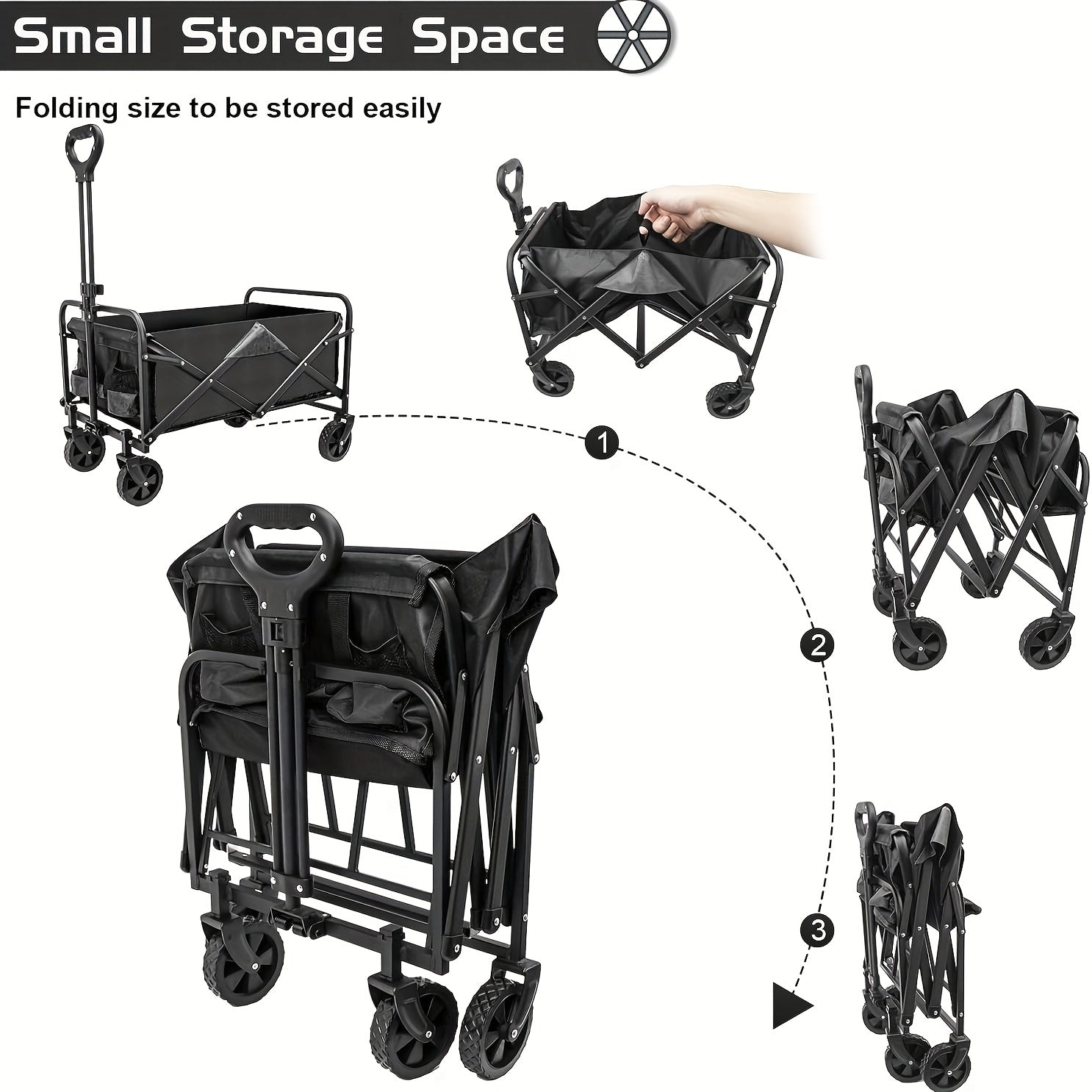 250KG Load Capacity 300L Large Capacity Heavy Duty Foldable Beach Car - All-Terrain Foldable Multi-Functional Handcart with Large Wheels, Side Pockets and Brakes - Durable Oxford Fabric and Stainless Steel Structure, Suitable for Camping, Garden, Sports a