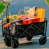 250KG Load Capacity 300L Large Capacity Heavy Duty Foldable Beach Car - All-Terrain Foldable Multi-Functional Handcart with Large Wheels, Side Pockets and Brakes - Durable Oxford Fabric and Stainless Steel Structure, Suitable for Camping, Garden, Sports a