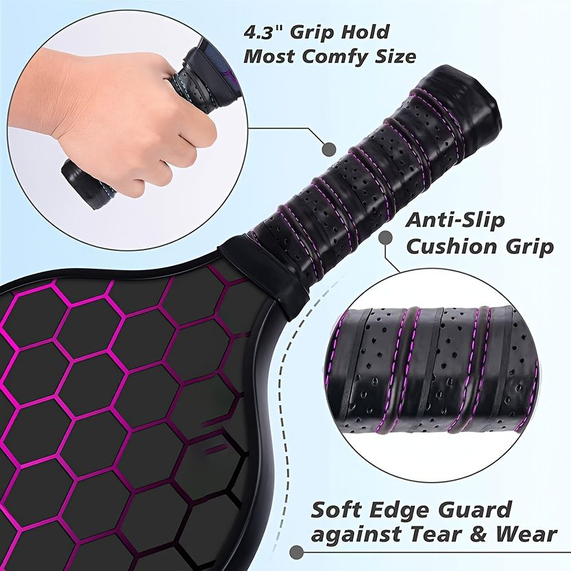 Double racket, Pickleball racket set, glass fiber graphite Pickleball racket set , Pickleball racket equipment with ball, equipment suitable for beginners and professionals