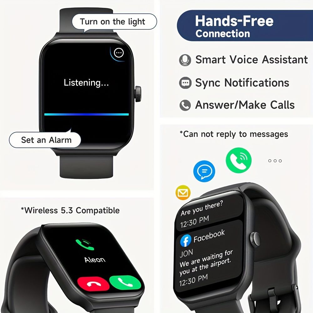 Smartwatch, men's and women's, 4.95cm fitness tracker, supports answering/making calls, wireless/睡Sleep tracking / 50 exercise modes, fitness watch, holiday gift, Valentine's Day gift