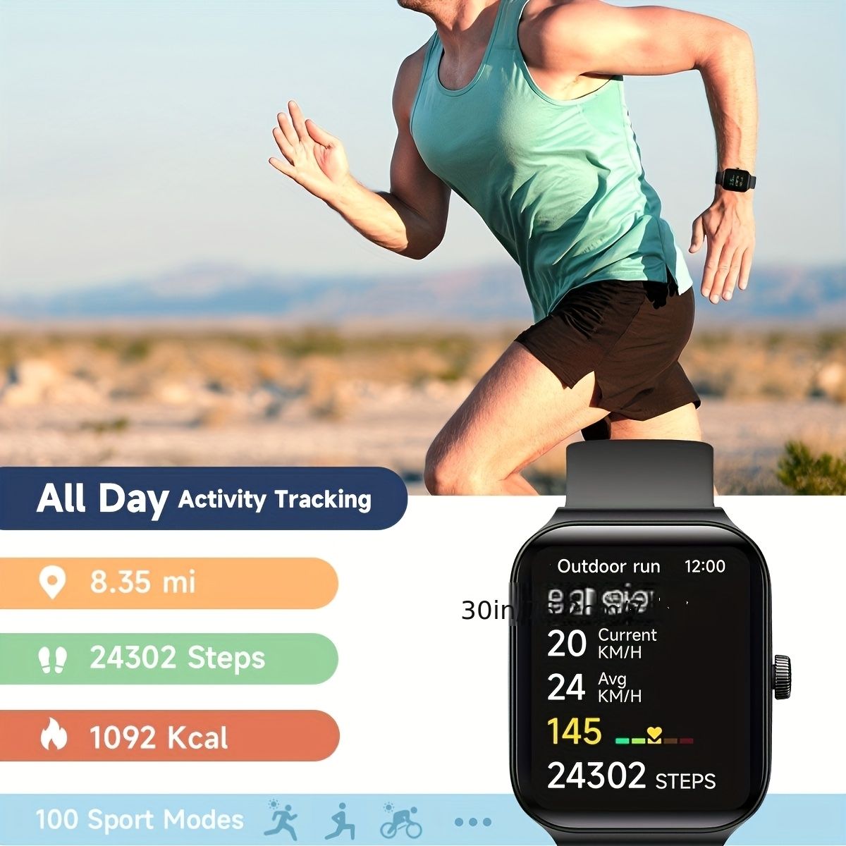 Smartwatch, men's and women's, 4.95cm fitness tracker, supports answering/making calls, wireless/睡Sleep tracking / 50 exercise modes, fitness watch, holiday gift, Valentine's Day gift