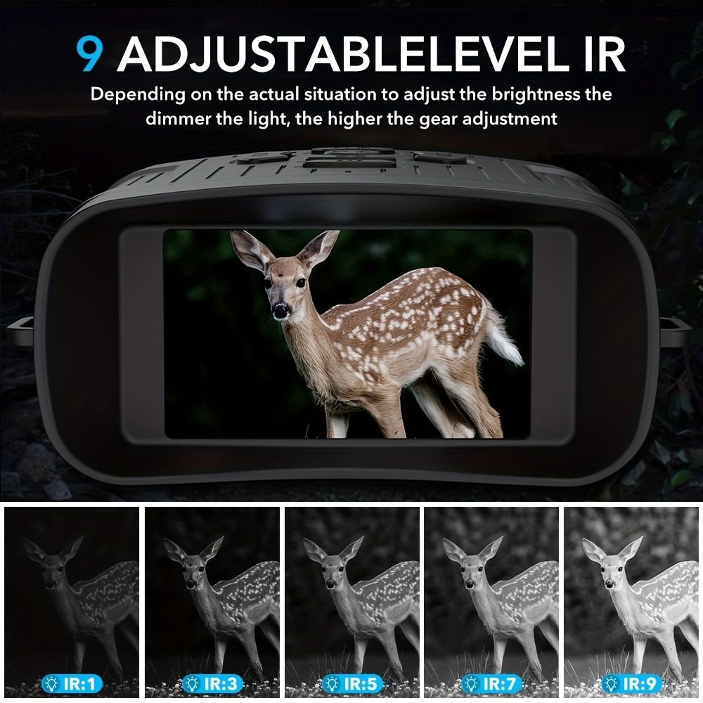 36 megapixel 4K night vision binoculars with infrared function, 7.62 cm high-definition screen, 10x magnification, infrared digital night vision camera can achieve 100% observation in complete darkness, suitable for hunting, farm monitoring, wildlife obse