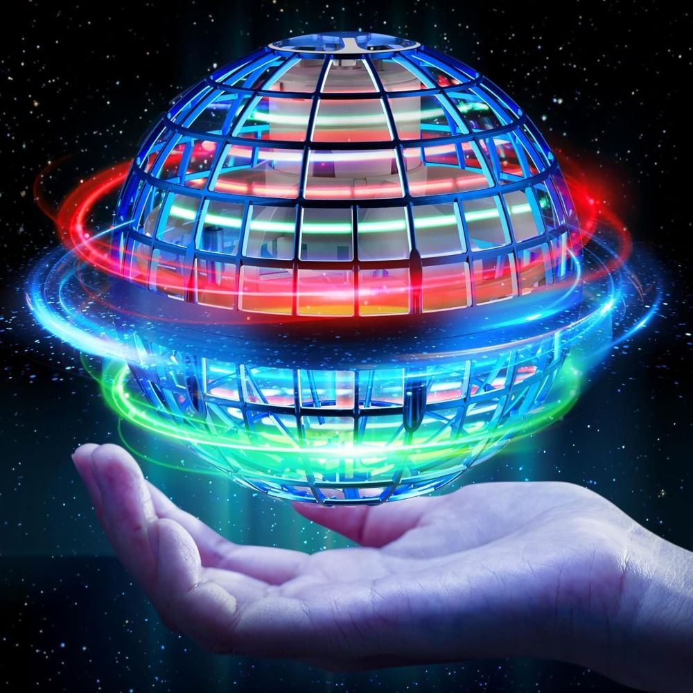 Flying Ball Toy – Hand-controlled Reaction Dart Rotating Drone with LED Lights, Floating Ball Finger Toy, Suitable for Children and Teenagers, Rechargeable Magic Ball, Indoor and Outdoor Play, Christmas and Birthday Gifts (Blue)